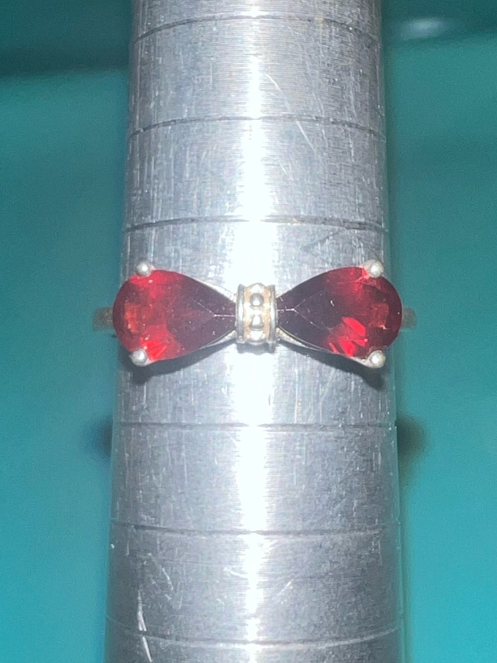 Two Stone Garnet Bow Ring- Size 9